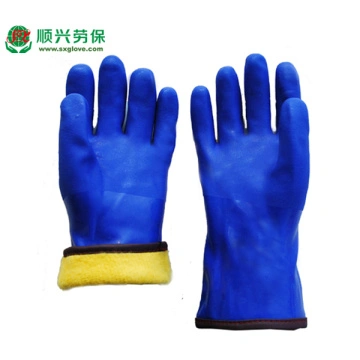 PVC Bule Coating Fleece Thermal Lined Warm Gloves